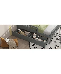 Streamdale Twin Wood Platform Bed with Guardrails and Storage