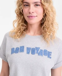 On 34th Women's Bon Voyage Denim Applique Cuffed T-Shirt, Macy's Exclusive
