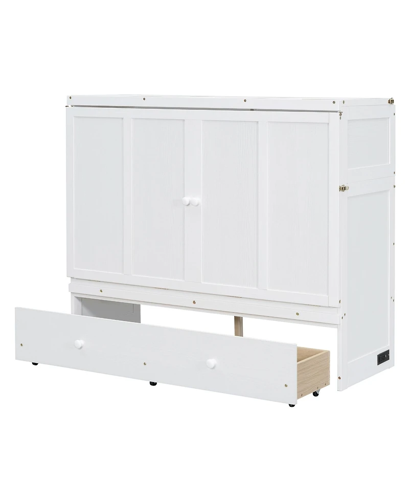 Streamdale Furniture Full Murphy Bed with Usb Port and a Large Drawer