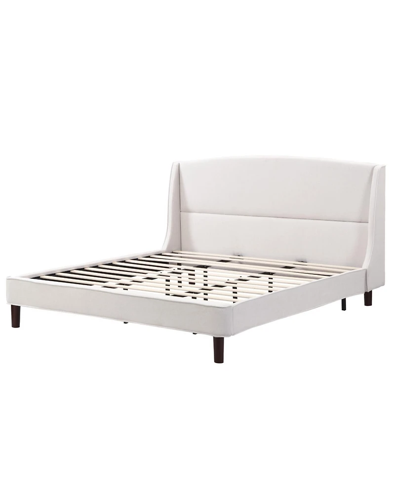 Streamdale Furniture King Size Bed Frame Upholstered Platform Bed with Wingback Headboard