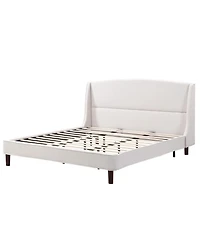 Streamdale Furniture King Size Bed Frame Upholstered Platform Bed with Wingback Headboard