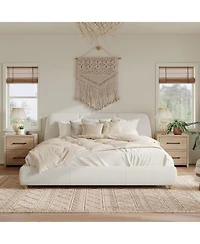 Streamdale Furniture White Linen Upholstered Bed Frame