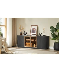 Streamdale Furniture 64" Wavy Tv Cabinet with Tempered Glass Door