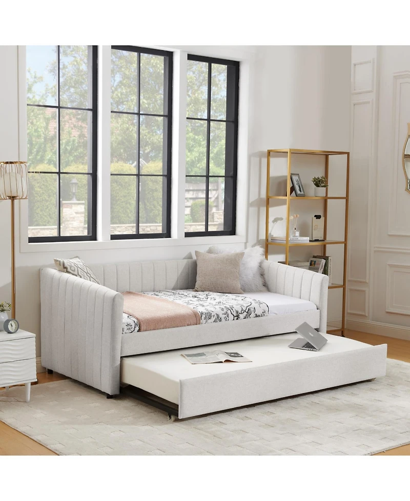 Streamdale Furniture Twin Daybed with Trundle Linen Daybed