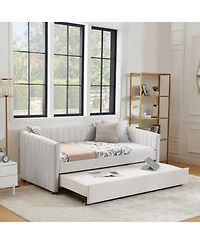 Streamdale Furniture Twin Daybed with Trundle Linen Daybed