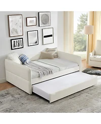 Streamdale Furniture Boucle Daybed with Trundle Full Size Beige