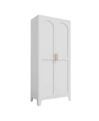 Streamdale Furniture 71" Metal Storage Cabinet with Doors & Adjustable Shelves (White)