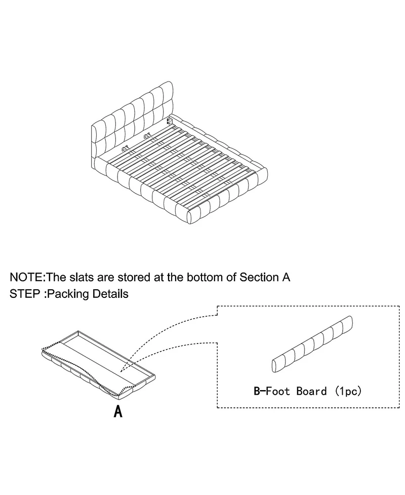 Streamdale Furniture King Upholstered Platform Bed Frame