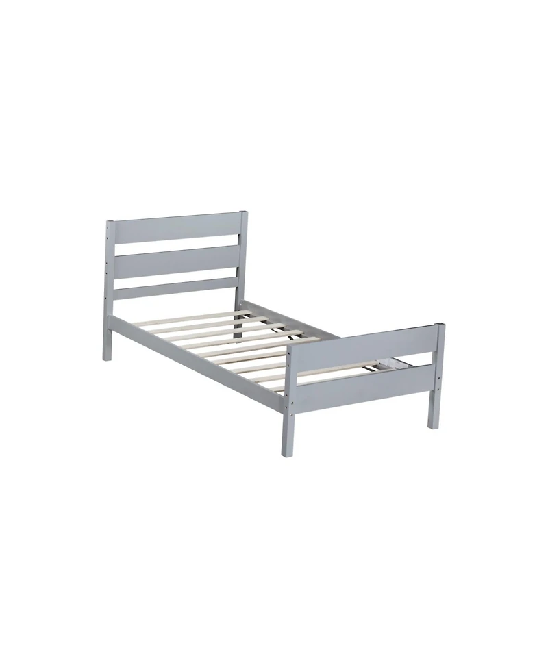 Streamdale Furniture Twin Bed with Headboard and Footboard Rubber Wood Bed