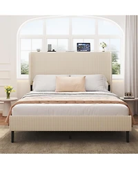 Streamdale Furniture Queen Platform Bed with Charging Station