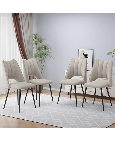 Streamdale Furniture Modern Beige 4-Chair Dining Set