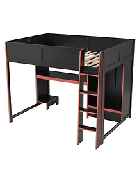 Streamdale Furniture Gaming Loft Bed with Desk, Wardrobe & Led