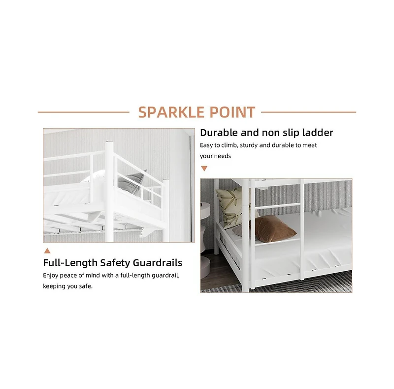 Streamdale Furniture Heavy-Duty Triple Bunk Bed w/ Ladder & Rail bed frames