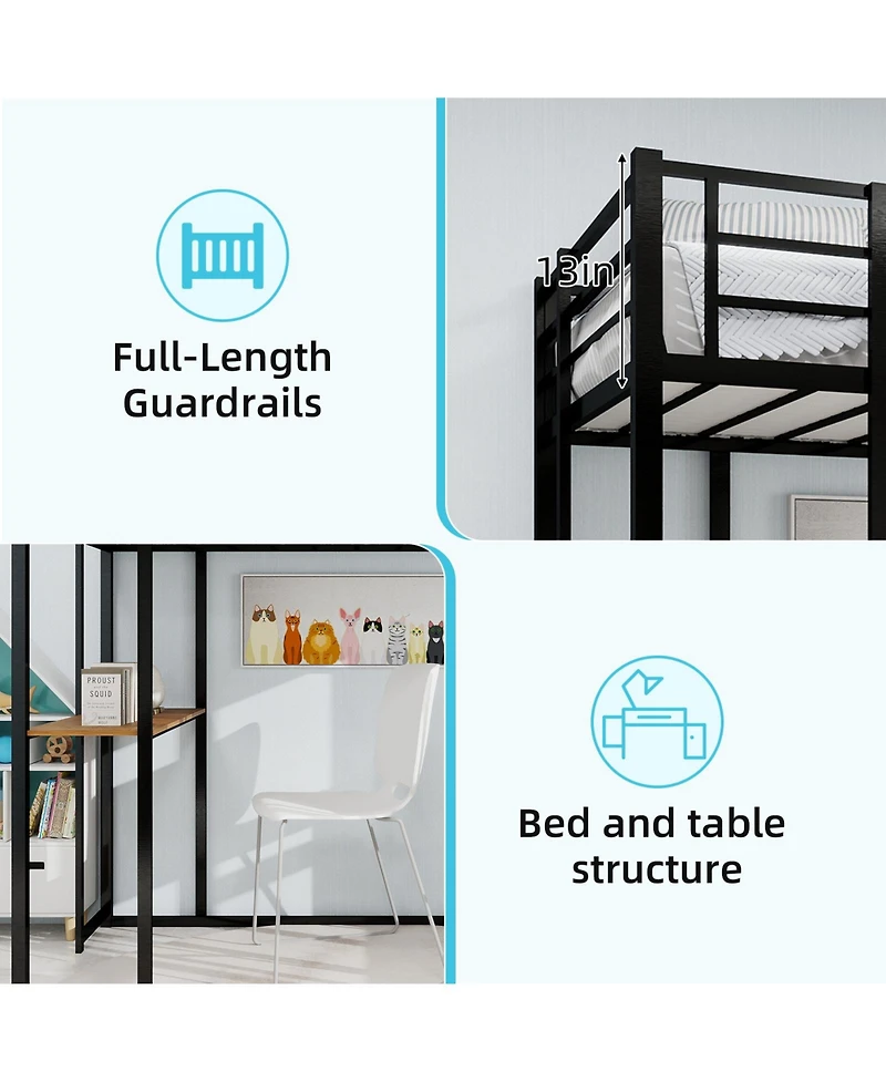 Streamdale Furniture + Multi-Piece Set + Iron + L-Shaped Desk & Stairs + Bed