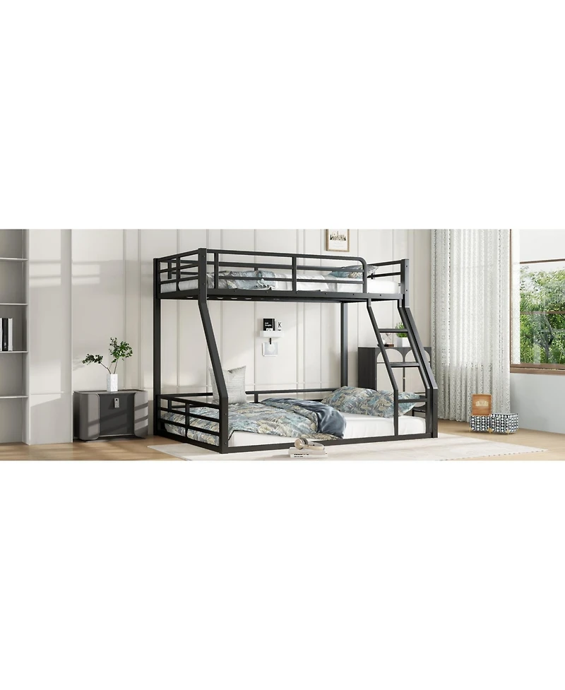 Streamdale Furniture Metal Twin Xl/Queen Bunk Bed Frame - Heavy Duty