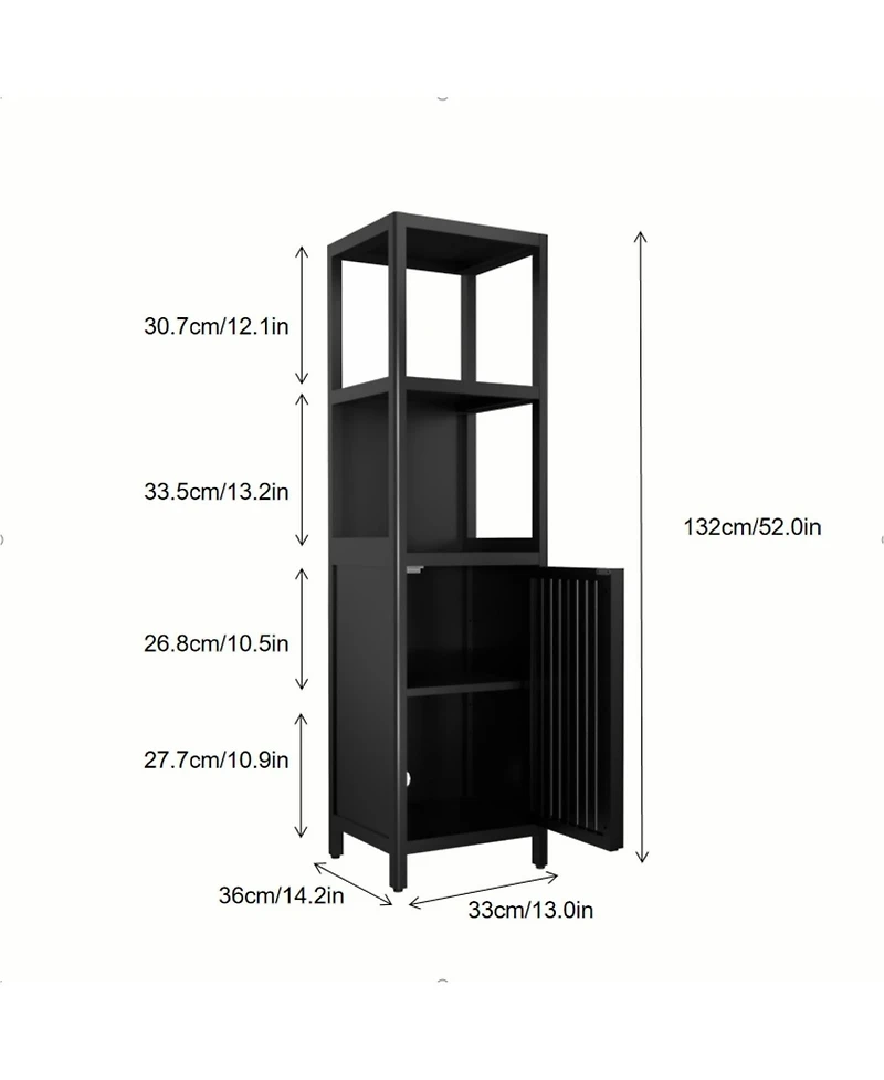 Streamdale Furniture Black Linen Tower Bamboo Cabinet