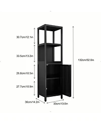 Streamdale Furniture Black Linen Tower Bamboo Cabinet