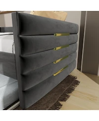 Streamdale Furniture Modern Twin Daybed with Trundle, Black Velvet & Gold Accents