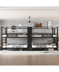 Streamdale Furniture Quadruple Metal Bunk Bed w/ Storage & Wardrobe