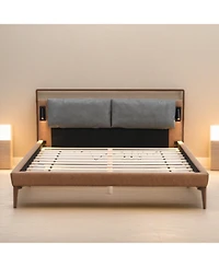 Streamdale Furniture Leather Bed with 2 Night Lights