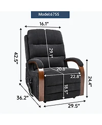 Streamdale Furniture Power Black Chenille Lift Recliner, Heat & Massage, Dual Motor, 350 Lbs