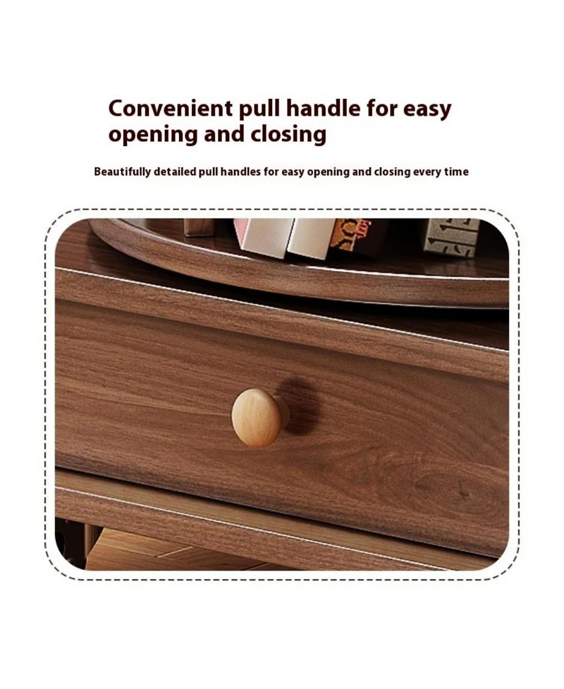 Streamdale Furniture Rotating 5-Tier Corner Bookshelf with Drawer (Walnut)