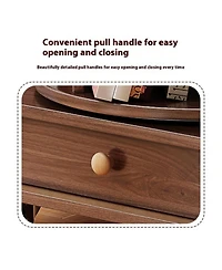 Streamdale Furniture Rotating 5-Tier Corner Bookshelf with Drawer (Walnut)