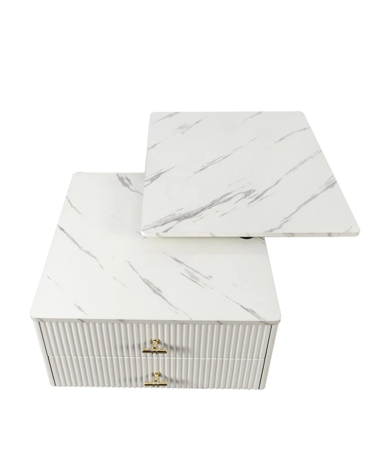 Streamdale Furniture Extendable Coffee Table w/ Storage, Reversible, 2 Drawers, 6 Wheels