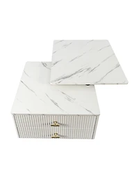 Streamdale Furniture Extendable Coffee Table w/ Storage, Reversible, 2 Drawers, 6 Wheels