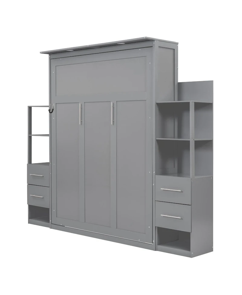 Streamdale Furniture Murphy Bed with Shelves, Drawers & Lights