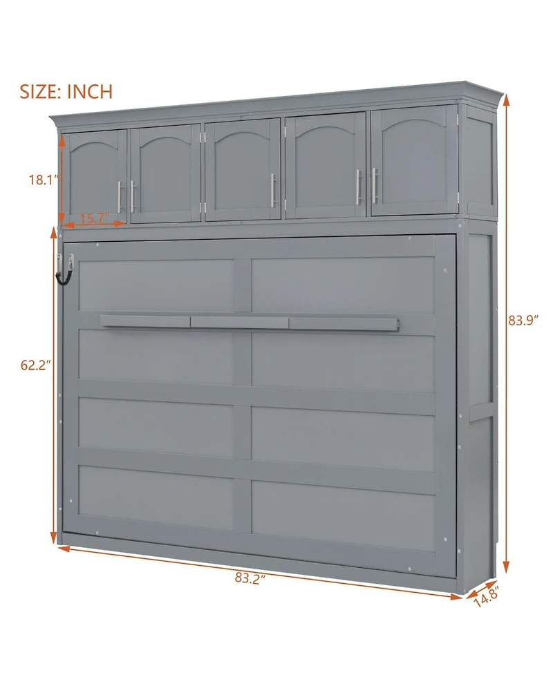 Streamdale Furniture Murphy Bed Wall Bed with Top Cabinets