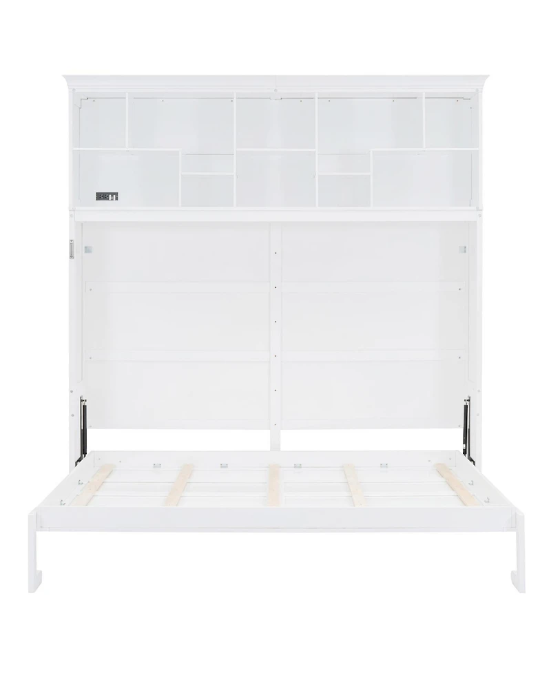 Streamdale Furniture Queen Size Murphy Bed Wall Bed with Top Shelves & Usb