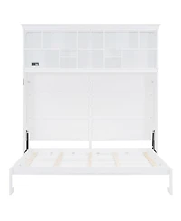 Streamdale Furniture Queen Size Murphy Bed Wall Bed with Top Shelves & Usb