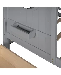 Streamdale Furniture Wooden Twin House Bed with 2 Drawers & Storage Shelf, Gray