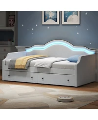Streamdale Furniture Twin Upholstered Daybed with Led and 2 Drawers