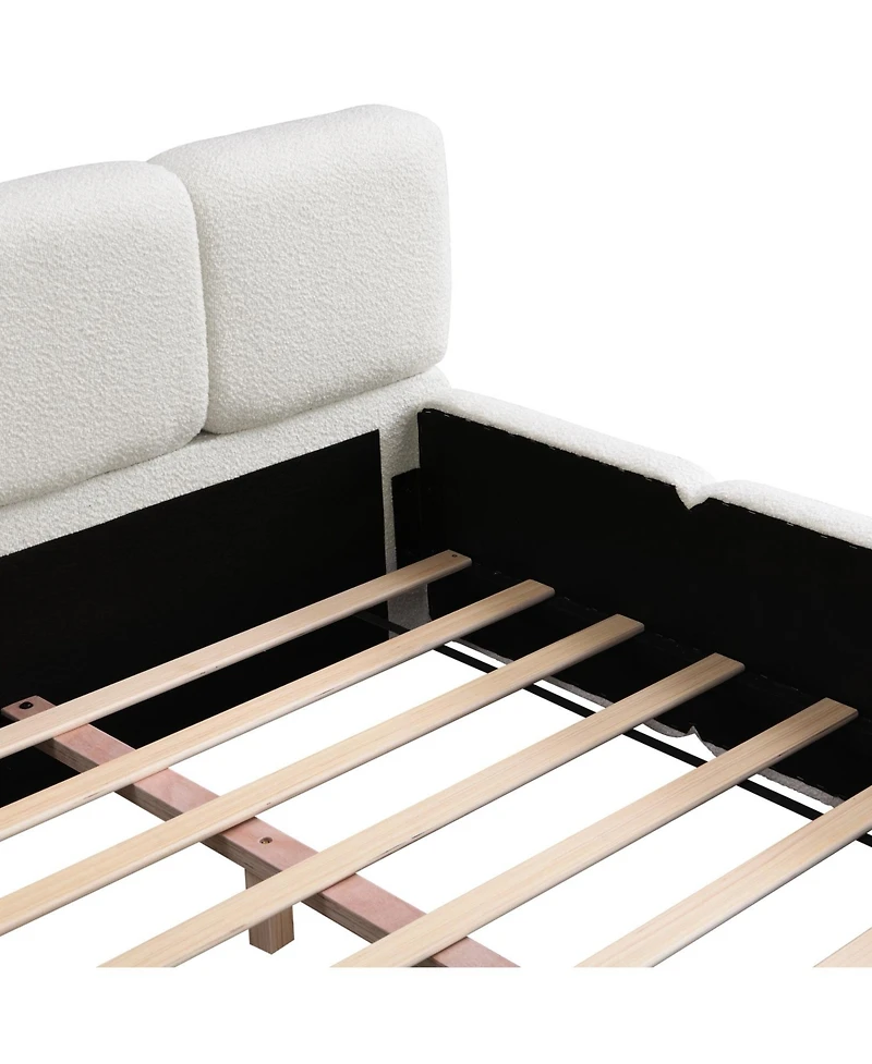 Streamdale Furniture California King Boucle Platform Bed, White