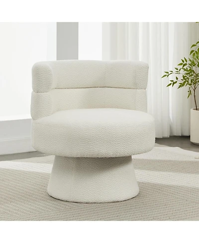 Streamdale Furniture Cream White Boucle 360 Swivel Chair