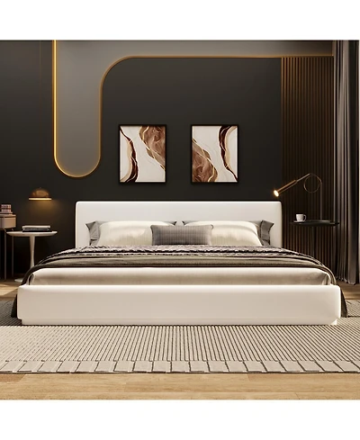 Streamdale Furniture White King Upholstered Bed - Soft, Comfortable, & Cozy