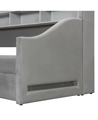 Streamdale Furniture Twin Upholstered Daybed with Led, Storage & Trundle