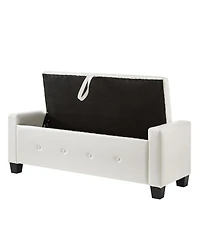 Streamdale Furniture 48" Storage Ottoman Bench - Tufted Faux Leather - Ivory White