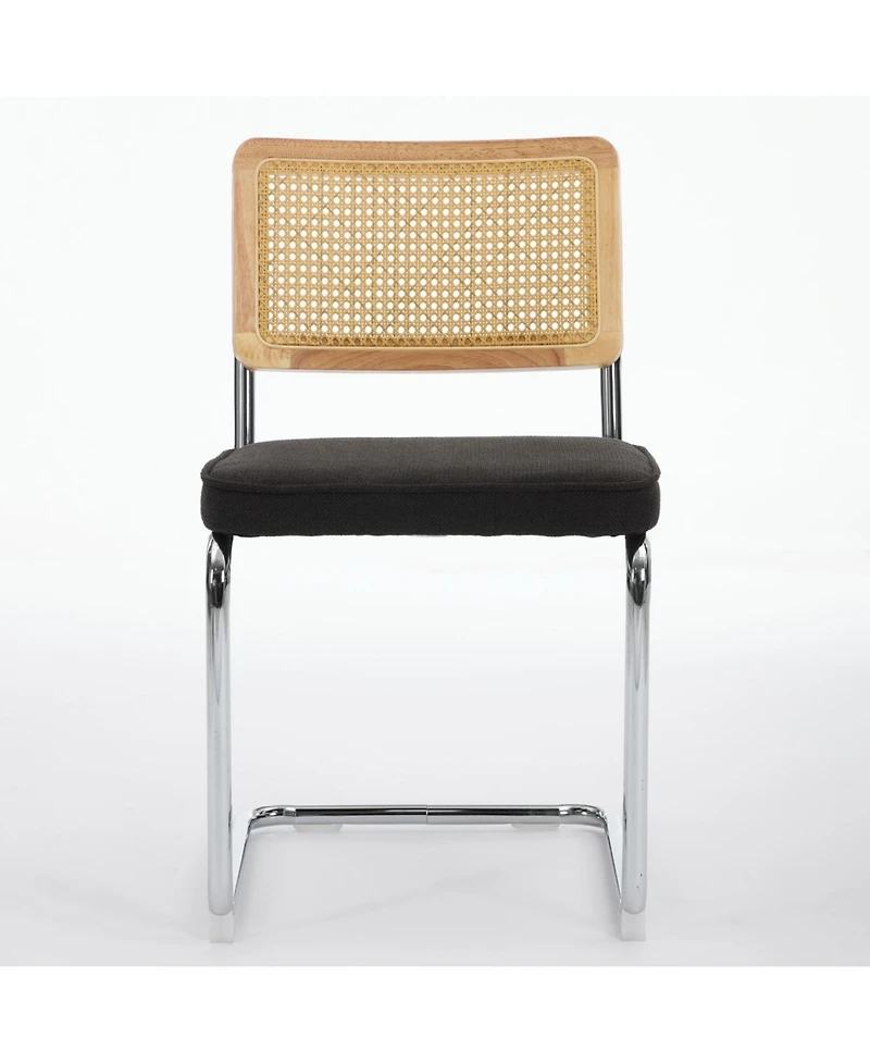 Streamdale Furniture Oak Rattan & Linen Cantilever Chair (360lb Capacity)