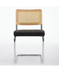 Streamdale Furniture Oak Rattan & Linen Cantilever Chair (360lb Capacity)