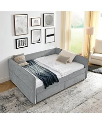 Streamdale Furniture Tufted Daybed with Trundle, Queen, Boucle Fabric