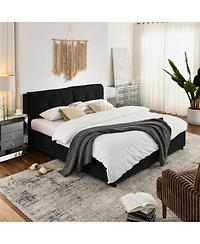 Streamdale Furniture Chenille Hydraulic Storage Bed