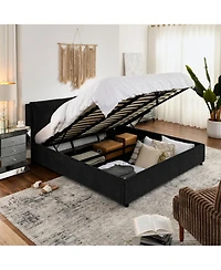 Streamdale Furniture Chenille Hydraulic Storage Bed