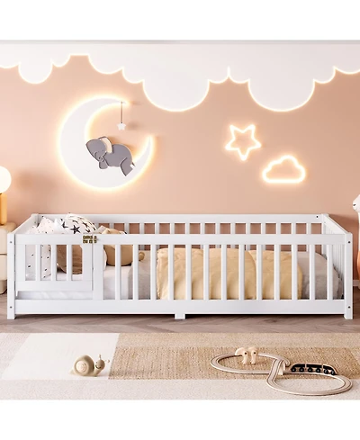 Streamdale Furniture Twin Floor Bed with Guardrails & Door