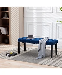 Streamdale Furniture Tufted Velvet Bench Ottoman - Blue