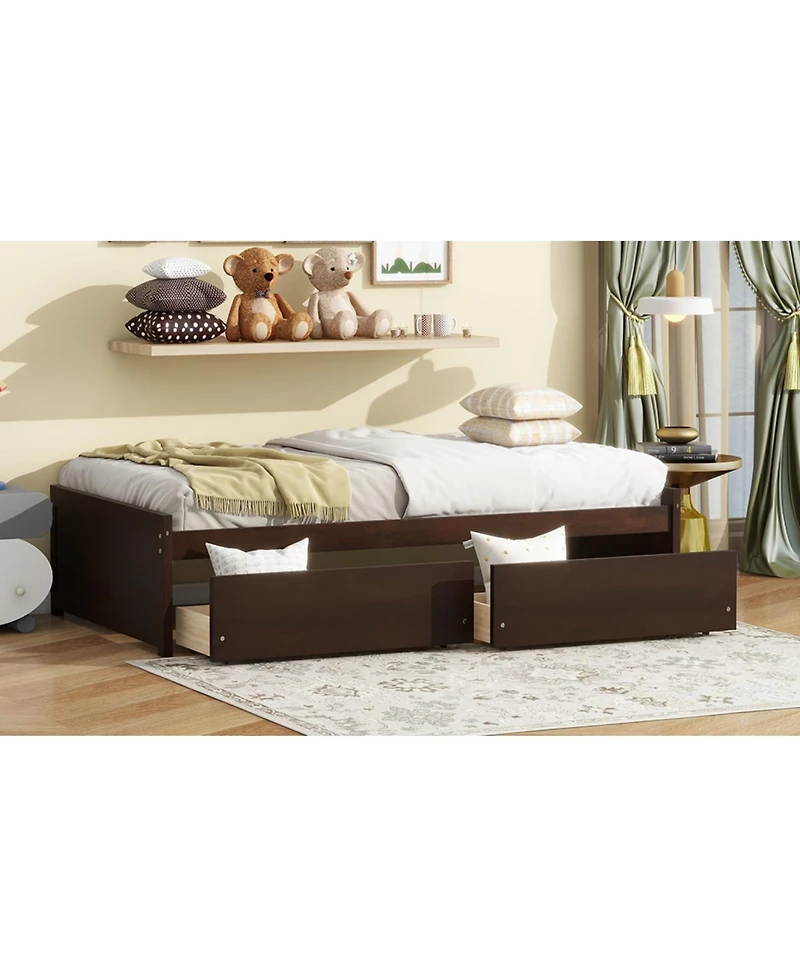 Streamdale Furniture Twin Size Bed with 2 Drawers