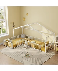 Streamdale Furniture Streamdale Metal L-Shaped Montessori Bed Frame for 2 Kids