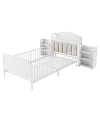 Streamdale Furniture Streamdale Twin Metal Platform Bed with Light & Storage Shelves, White